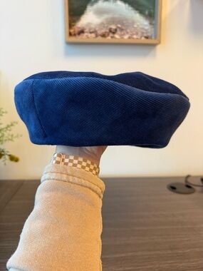 Brixton Solid Blue Corduroy Beret Hat Unisex Medium Polyester | M - 7 1/4 (58cm)